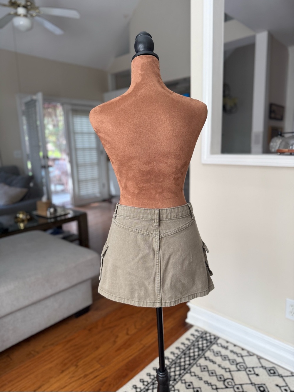 Olive Green Cargo Pocket Mini Skirt - Picture 5 of 7